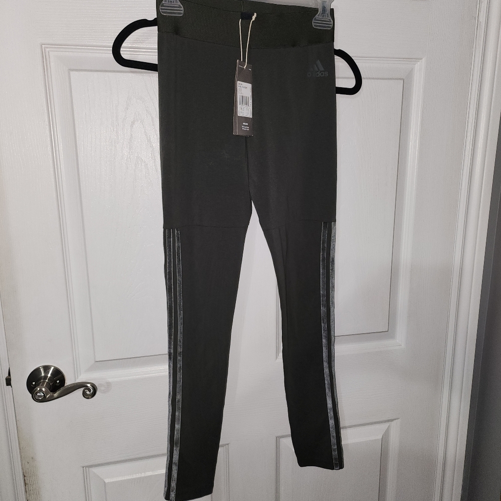 NWT Womens XS Adidas Tights Leggings Dark Green